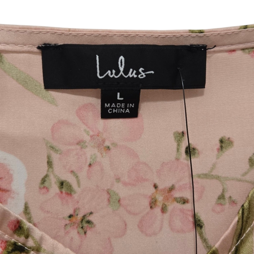 Lulus Remarkable Entrance Floral Print Satin Dress Spring Size Large Pink NWT - Picture 5 of 13